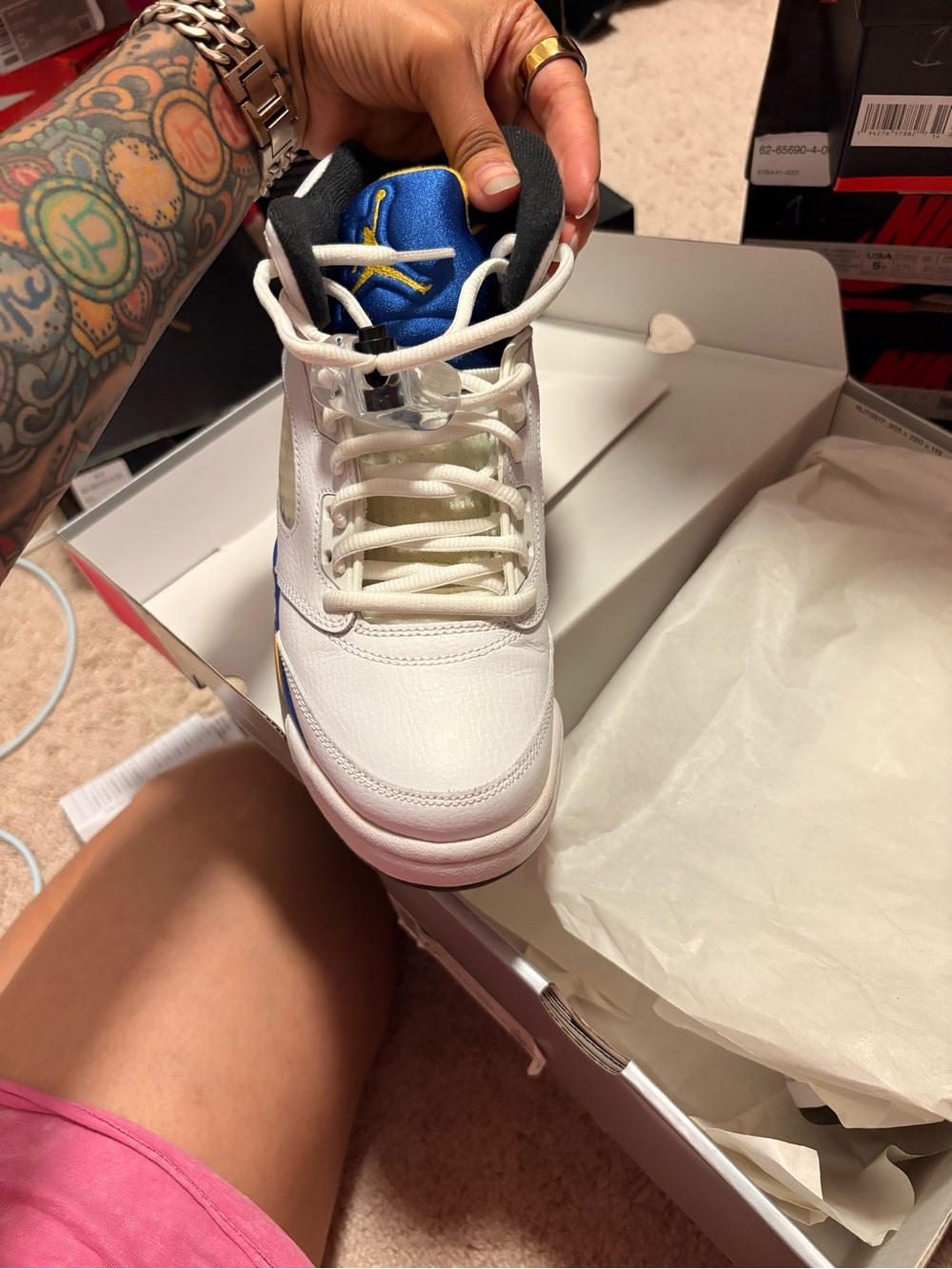 Jordan Kids White/Blue/Yellow Sneakers